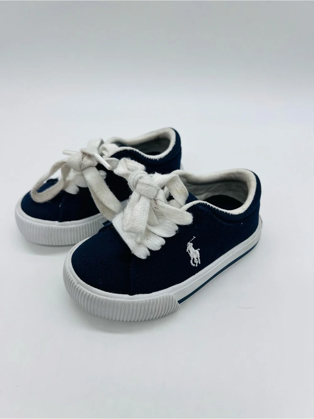 Polo by Ralph Lauren Youth Navy Elmwood Canvas Sneakers with White Accents